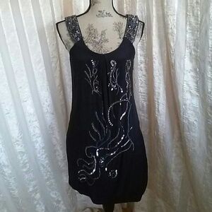 Hannah Jo Black Silk and Sequined Dress